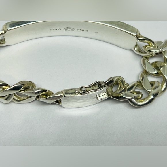 Georg Jensen Smithy Hammered Sterling Silver Link ID Tag Bracelet 590 C - Picture 3 of 12